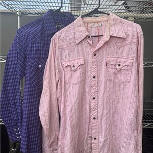 Men's Levi’s Pink and Purple Wrangler Casual Shirts